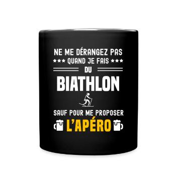 biathlon ne dérangez pas sauf apéro - Mug uni - noir - Devant