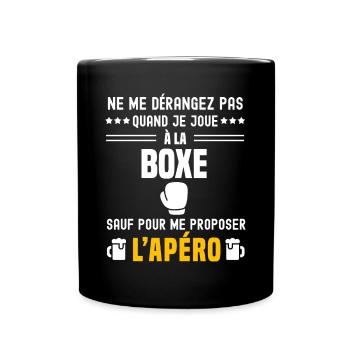 boxe gants ne dérangez pas sauf apéro - Mug uni - noir - Devant