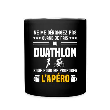 duathlon ne dérangez pas sauf apéro - Mug uni - noir - Devant