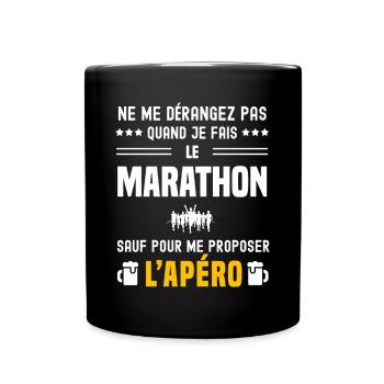 marathon ne dérangez pas sauf apéro - Mug uni - noir - Devant
