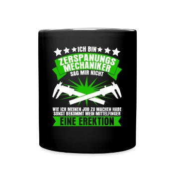 Zerspaner Witz Zerspanungsmechaniker - Tasse einfarbig - Schwarz - Vorne