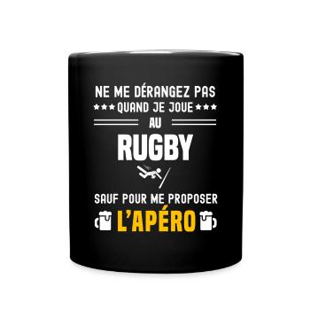 rugby ne dérangez pas sauf apéro - Mug uni - noir - Devant