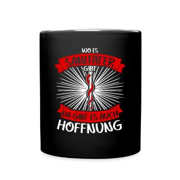 Notfallsanitäter Sani Krankenwagenfahrer - Tasse einfarbig - Schwarz - Vorne
