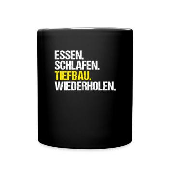 Tiefbaufacharbeiter Tiefbau Spezialtiefbauer - Tasse einfarbig - Schwarz - Vorne