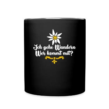 Wandern Herzchen Wanderin Wanderung - Tasse einfarbig - Schwarz - Vorne