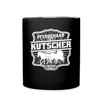 Kutscher Kutsche Fuhrmann Pferdekutsche - Tasse einfarbig - Schwarz - Vorne