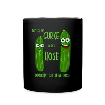 Gurke in der Hose Witz mit Gurken - Tasse einfarbig - Schwarz - Vorne