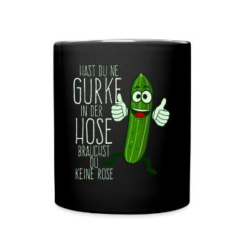Gurke in der Hose Witz Saure Gurken - Tasse einfarbig - Schwarz - Vorne