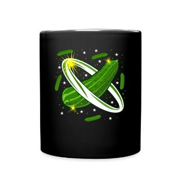 Gurke Weltraum Gurken - Tasse einfarbig - Schwarz - Vorne