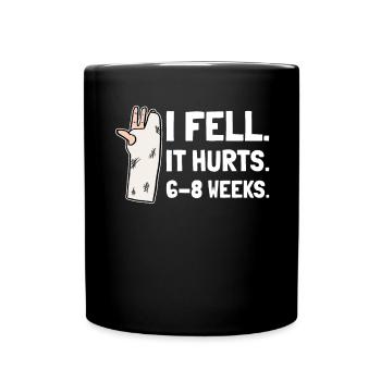 Gebrochener Arm Spruch - Ambruch Fraktur Gipsarm - Tasse einfarbig - Schwarz - Vorne