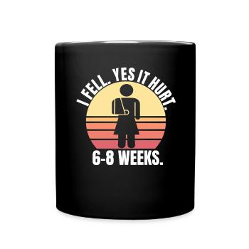 Gebrochener Arm Spruch - Ambruch Fraktur Gipsarm - Tasse einfarbig - Schwarz - Vorne