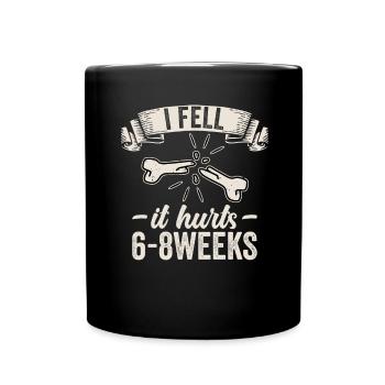 Gebrochener Arm Spruch - Ambruch Fraktur Gipsarm - Tasse einfarbig - Schwarz - Vorne