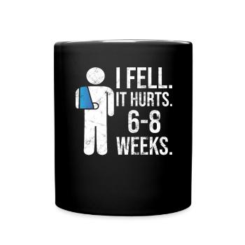 Gebrochener Arm Spruch - Ambruch Fraktur Gipsarm - Tasse einfarbig - Schwarz - Vorne