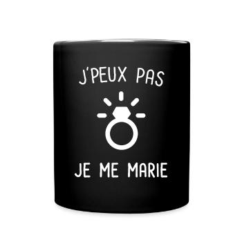 Je peux pas je me marie bague - Mug uni - noir - Devant