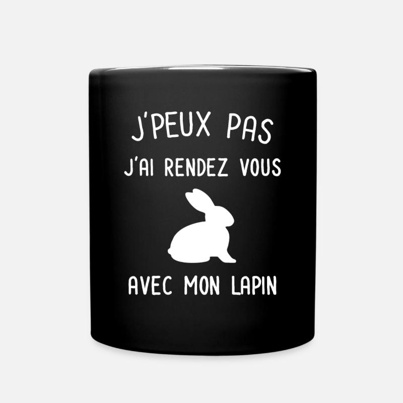 Je peux pas j'ai rendez vous avec mon lapin - Mug uni - noir