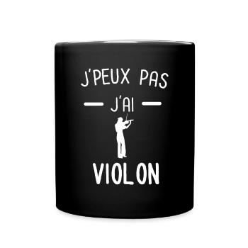 Je peux pas j'ai violon violoniste homme - Mug uni - noir - Devant