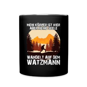 Watzmann Bergsteiger Wandern - Tasse einfarbig - Schwarz - Vorne