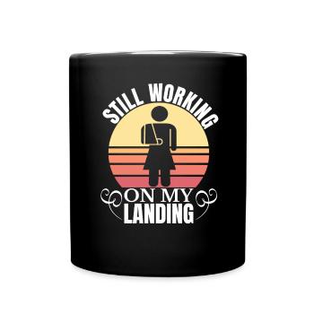 Gebrochener Arm Spruch - Ambruch Fraktur Gipsarm - Tasse einfarbig - Schwarz - Vorne