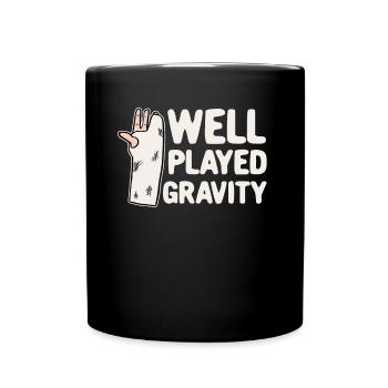 Gebrochener Arm Spruch - Ambruch Fraktur Gipsarm - Tasse einfarbig - Schwarz - Vorne