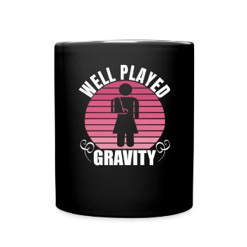 Gebrochener Arm Spruch - Ambruch Fraktur Gipsarm - Tasse einfarbig - Schwarz - Vorne