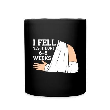 Gebrochener Arm Spruch - Fraktur Gipsarm - Tasse einfarbig - Schwarz - Vorne
