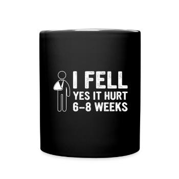 Gebrochener Arm Spruch - Fraktur Gipsarm - Tasse einfarbig - Schwarz - Vorne