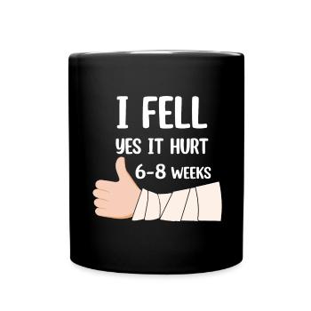 Gebrochener Arm Spruch - Fraktur Gipsarm - Tasse einfarbig - Schwarz - Vorne