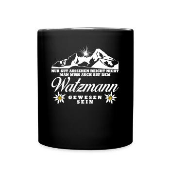 Watzmann Wandern Bergsteigen - Tasse einfarbig - Schwarz - Vorne