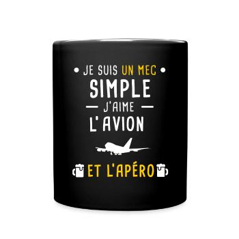 avion et apéro mec simple - Mug uni - noir - Devant