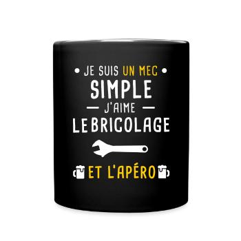 bricolage clé molette et apéro mec simple - Mug uni - noir - Devant