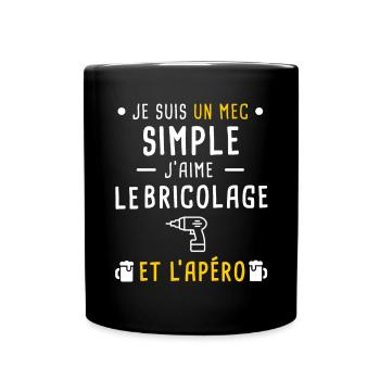bricolage perceuse et apéro mec simple - Mug uni - noir - Devant
