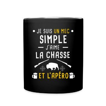 chasse au bison et apéro mec simple - Mug uni - noir - Devant