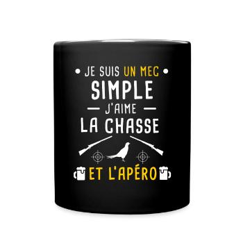 chasse au faisan et apéro mec simple - Mug uni - noir - Devant