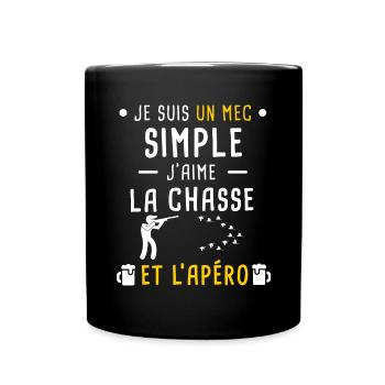 chasse et apéro mec simple - Mug uni - noir - Devant