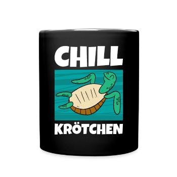 Chill Krötchen Schildkröte Chillen Turtle Relax - Tasse einfarbig - Schwarz - Vorne