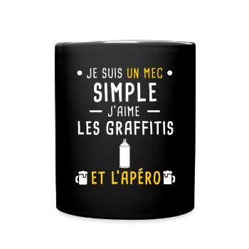 graffitis et apéro mec simple - Mug uni - noir - Devant