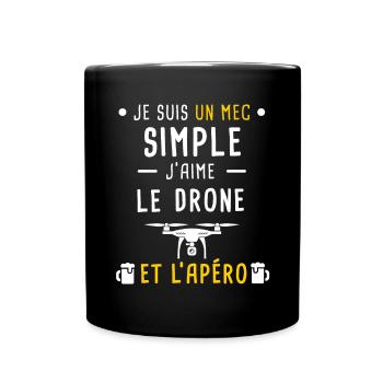 drone et apéro mec simple - Mug uni - noir - Devant