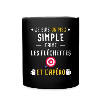 fléchettes et apéro mec simple - Mug uni - noir - Devant