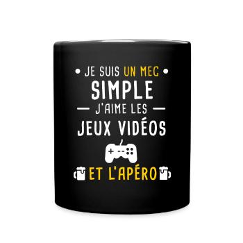 jeux vidéos et apéro mec simple - Mug uni - noir - Devant