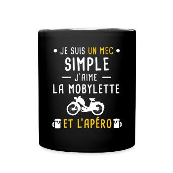 mobylette et apéro mec simple - Mug uni - noir - Devant