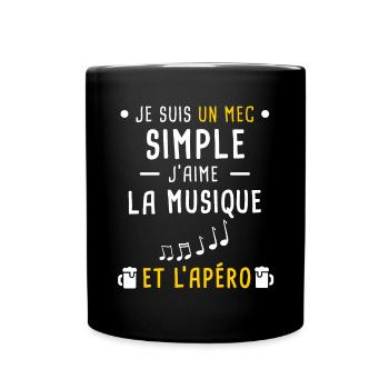 musique et apéro mec simple - Mug uni - noir - Devant
