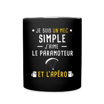 paramoteur et apéro mec simple - Mug uni - noir - Devant
