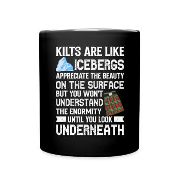 Schottischer Kilt Tracht Spruch - Schottenrock - Tasse einfarbig - Schwarz - Vorne