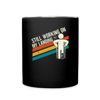 Gebrochenes Bein Spruch - Fraktur Gipsbein - Tasse einfarbig - Schwarz - Vorne