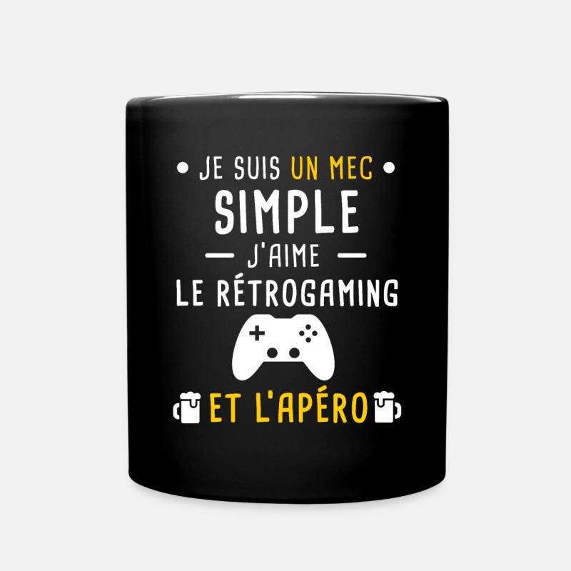 rétrogaming et apéro mec simple - Mug uni - noir