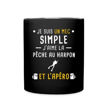 pêche harpon et apéro mec simple - Mug uni - noir - Devant