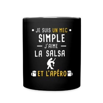 salsa et apéro mec simple - Mug uni - noir - Devant