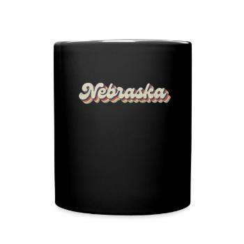 Vintage Hippie 70s USA State - Retro Nebraska - Full Colour Mug - black - Front