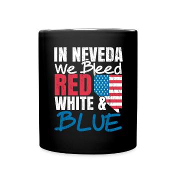 In Nevada we bleed white and blue USA America - Full Colour Mug - black - Front
