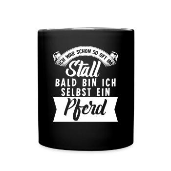 Pferdestall Reiten Stall Pferd - Tasse einfarbig - Schwarz - Vorne